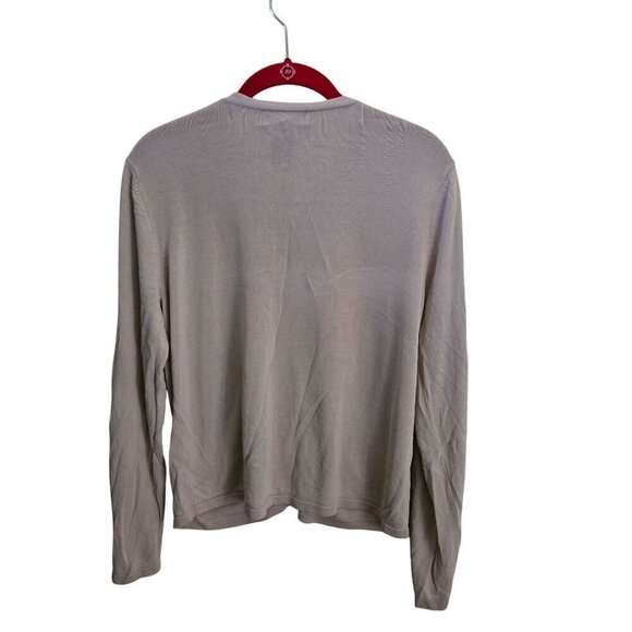 August Silk 100% Silk Neutral V Neck Cardigan Sweater Closet Staple Size XL - Picture 2 of 3